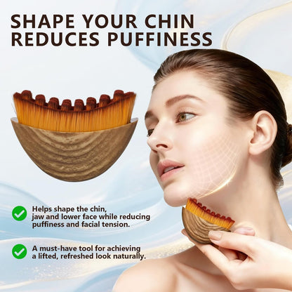 3 Pack Lymphatic Contour Face Brush with Protective Case - Orange Nylon Massager for Precise Skin Care