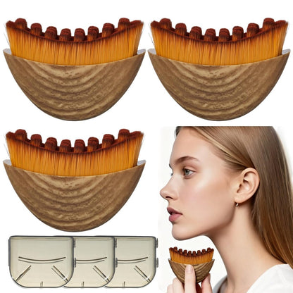 3 Pack Lymphatic Contour Face Brush with Protective Case - Orange Nylon Massager for Precise Skin Care