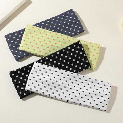 Classic Polka Dot Fabric Headbands for Women - 8 Pack Elastic Hair Accessories - Black and White