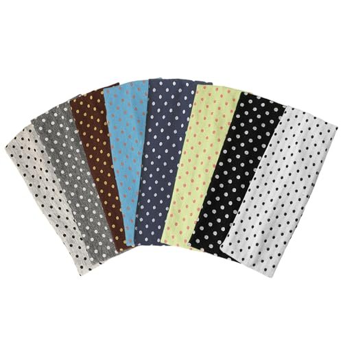 Classic Polka Dot Fabric Headbands for Women - 8 Pack Elastic Hair Accessories - Black and White - görsel 2