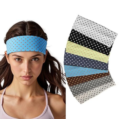 Classic Polka Dot Fabric Headbands for Women - 8 Pack Elastic Hair Accessories - Black and White