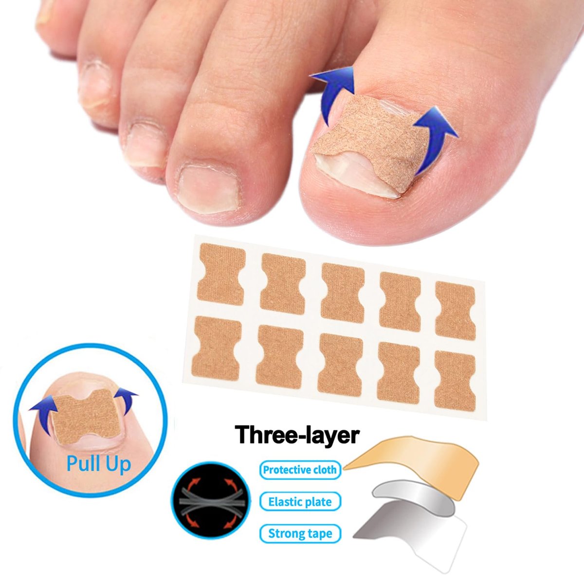 CHEMAILON Professional Ingrown Toenail Toolkit - Breathable Strips, Curved Corrector Patch, Painless File & Lifter for Home Pedicure Care (16 Count) - görsel 3