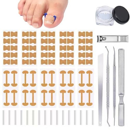 CHEMAILON Professional Ingrown Toenail Toolkit - Breathable Strips, Curved Corrector Patch, Painless File & Lifter for Home Pedicure Care (16 Count)