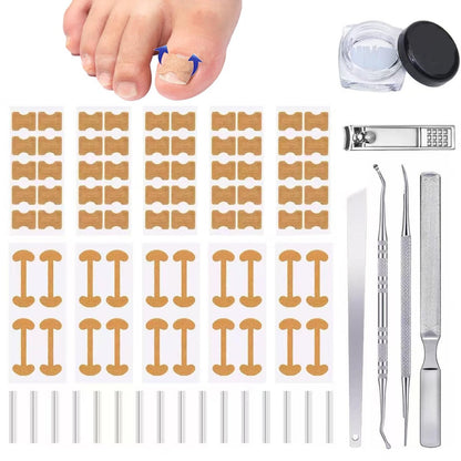 CHEMAILON Professional Ingrown Toenail Toolkit - Breathable Strips, Curved Corrector Patch, Painless File & Lifter for Home Pedicure Care (16 Count)