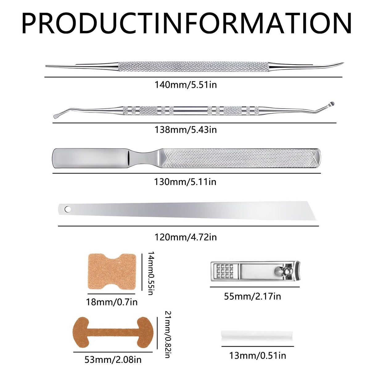 CHEMAILON Professional Ingrown Toenail Toolkit - Breathable Strips, Curved Corrector Patch, Painless File & Lifter for Home Pedicure Care (16 Count) - görsel 11