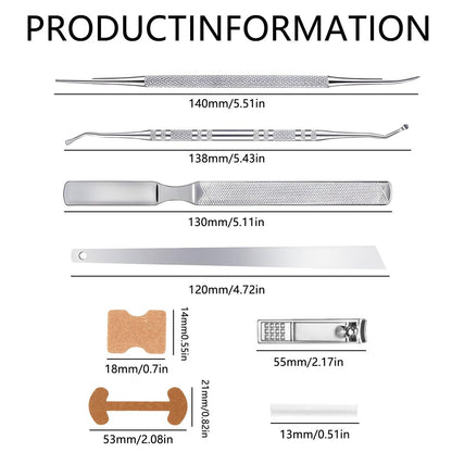 CHEMAILON Professional Ingrown Toenail Toolkit - Breathable Strips, Curved Corrector Patch, Painless File & Lifter for Home Pedicure Care (16 Count)