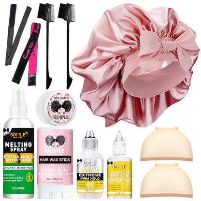 Waterproof Lace Wig Glue Kit with Tools, Reversible Wrap Cap Bonnet - Clear Silicone Adhesive for Hair Replacement Avelisse