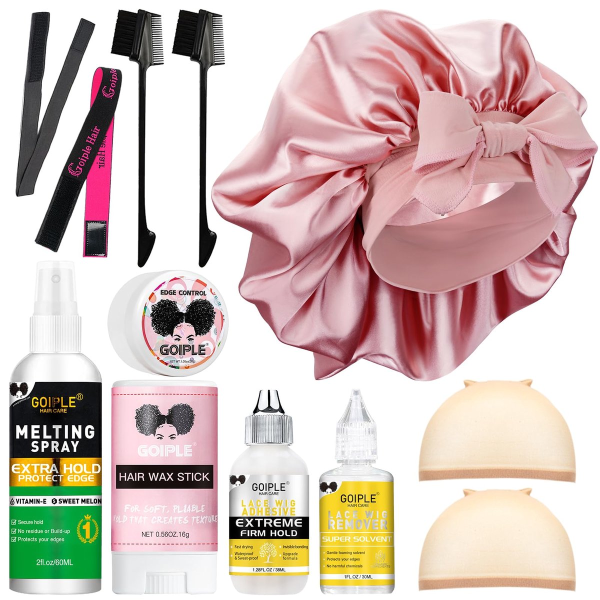 Waterproof Lace Wig Glue Kit with Tools, Reversible Wrap Cap Bonnet - Clear Silicone Adhesive for Hair Replacement Avelisse