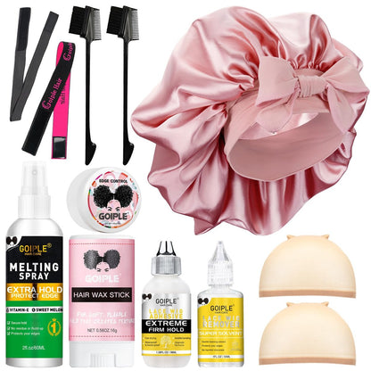 Waterproof Lace Wig Glue Kit with Tools, Reversible Wrap Cap Bonnet - Clear Silicone Adhesive for Hair Replacement Avelisse