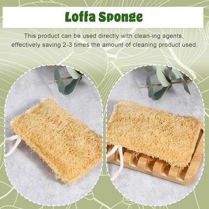 Elegaperma 3-Pack Natural Loofah Sponges – 100% Real Luffa for Dishwashing & Bath