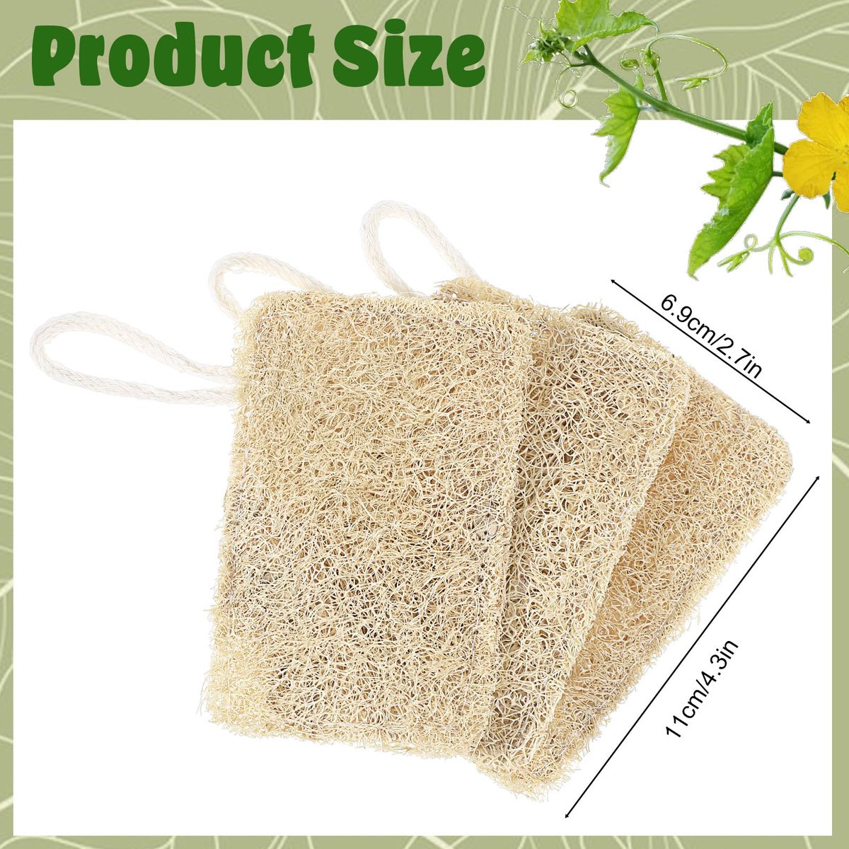 Elegaperma 3-Pack Natural Loofah Sponges – 100% Real Luffa for Dishwashing & Bath - görsel 4