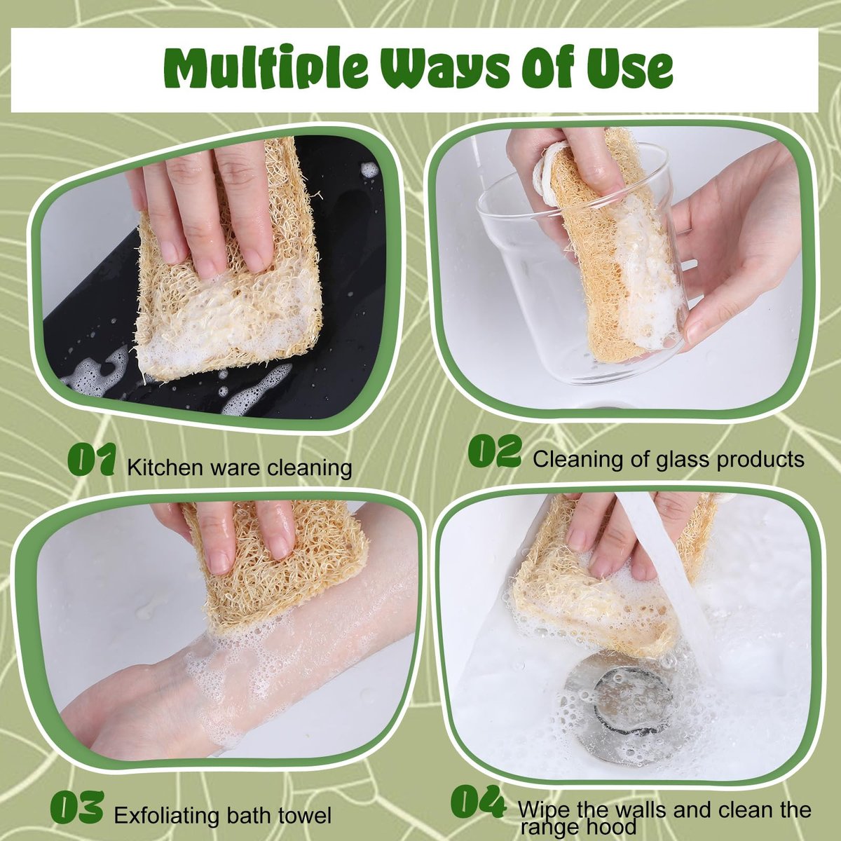 Elegaperma 3-Pack Natural Loofah Sponges – 100% Real Luffa for Dishwashing & Bath - görsel 8