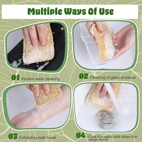 Elegaperma 3-Pack Natural Loofah Sponges – 100% Real Luffa for Dishwashing & Bath - görsel 7