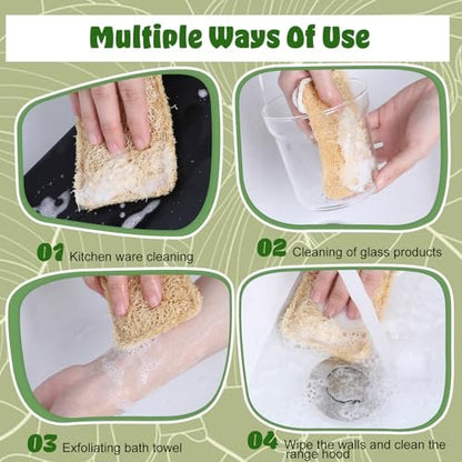 Elegaperma 3-Pack Natural Loofah Sponges – 100% Real Luffa for Dishwashing & Bath