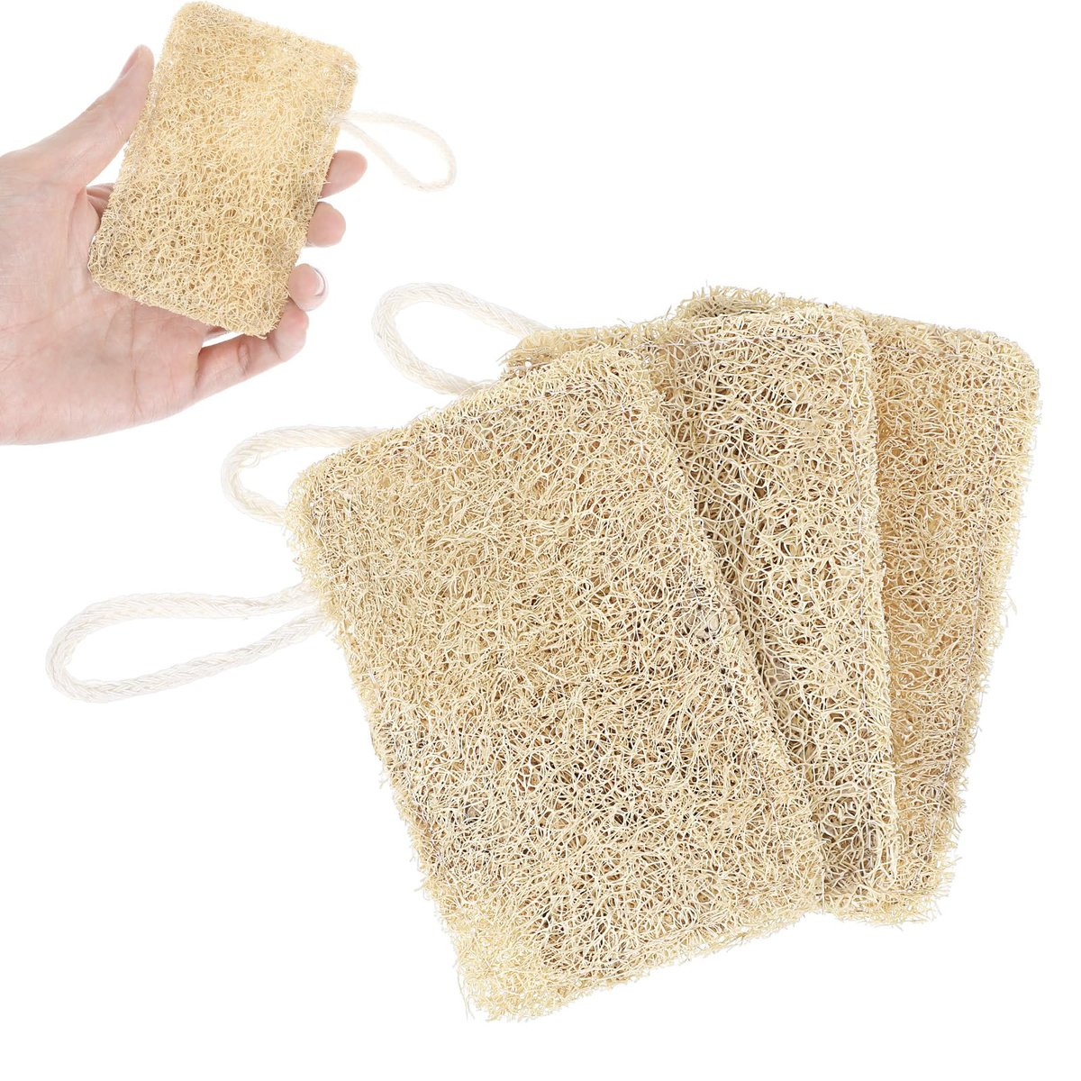Elegaperma 3-Pack Natural Loofah Sponges – 100% Real Luffa for Dishwashing & Bath - görsel 2