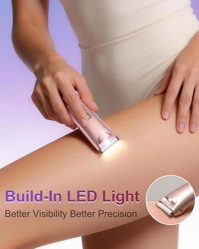 VEGITERIA Bikini Trimmer for Women - LED Light Electric Razor, USB Rechargeable, IPX7 Waterproof, Painless Hair Removal for Face, Bikini, Body, Legs Avelisse