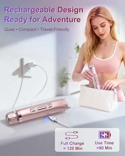 VEGITERIA Bikini Trimmer for Women - LED Light Electric Razor, USB Rechargeable, IPX7 Waterproof, Painless Hair Removal for Face, Bikini, Body, Legs Avelisse