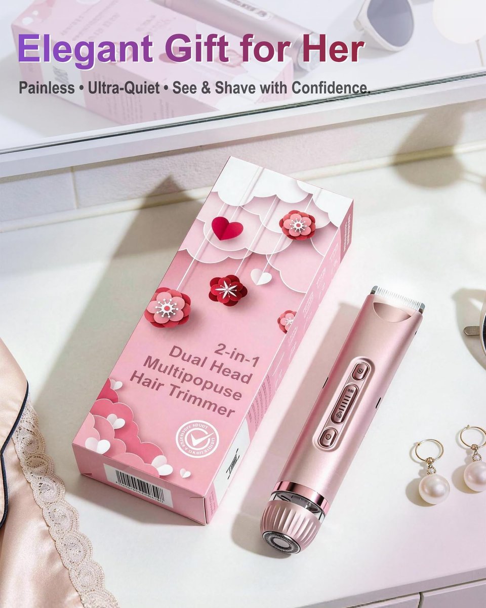 VEGITERIA Bikini Trimmer for Women - LED Light Electric Razor, USB Rechargeable, IPX7 Waterproof, Painless Hair Removal for Face, Bikini, Body, Legs Avelisse