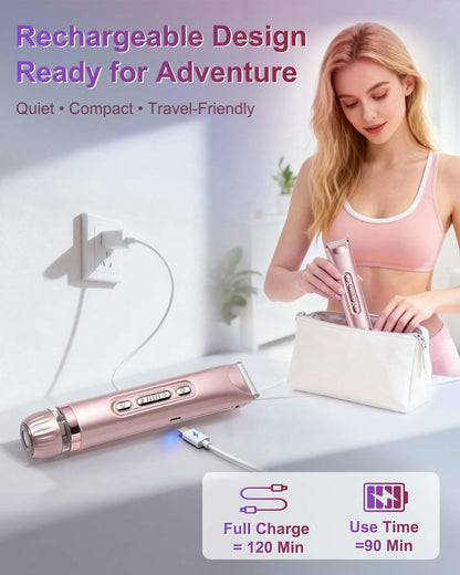 VEGITERIA Bikini Trimmer for Women - LED Light Electric Razor, USB Rechargeable, IPX7 Waterproof, Painless Hair Removal for Face, Bikini, Body, Legs Avelisse