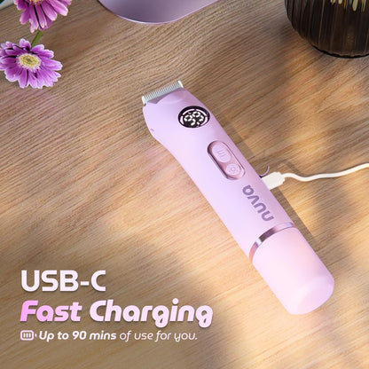NUVA 4-in-1 Bikini Trimmer for Women - Painless Electric Razor with Interchangeable Heads, Cordless Body & Facial Hair Trimmer, Ceramic Blade, IPX7 Waterproof, USB Rechargeable (Purple) Avelisse