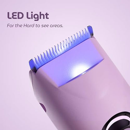 NUVA 4-in-1 Bikini Trimmer for Women - Painless Electric Razor with Interchangeable Heads, Cordless Body & Facial Hair Trimmer, Ceramic Blade, IPX7 Waterproof, USB Rechargeable (Purple) Avelisse