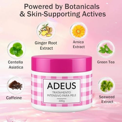 JINMAO Adeus Crema Brasileña – Intensive Multifunctional Body Treatment with Arnica, Ginger, Caffeine & Green Tea for Smooth, Elastic Skin – 300g Avelisse