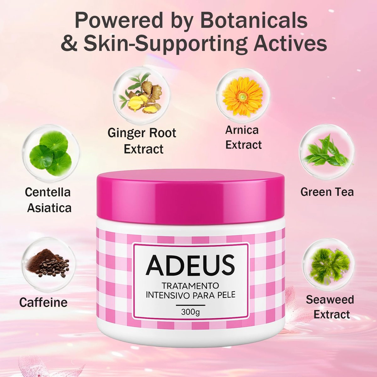 JINMAO Adeus Crema Brasileña – Intensive Multifunctional Body Treatment with Arnica, Ginger, Caffeine & Green Tea for Smooth, Elastic Skin – 300g Avelisse