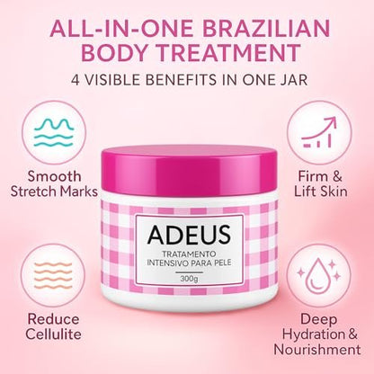 JINMAO Adeus Crema Brasileña – Intensive Multifunctional Body Treatment with Arnica, Ginger, Caffeine & Green Tea for Smooth, Elastic Skin – 300g Avelisse
