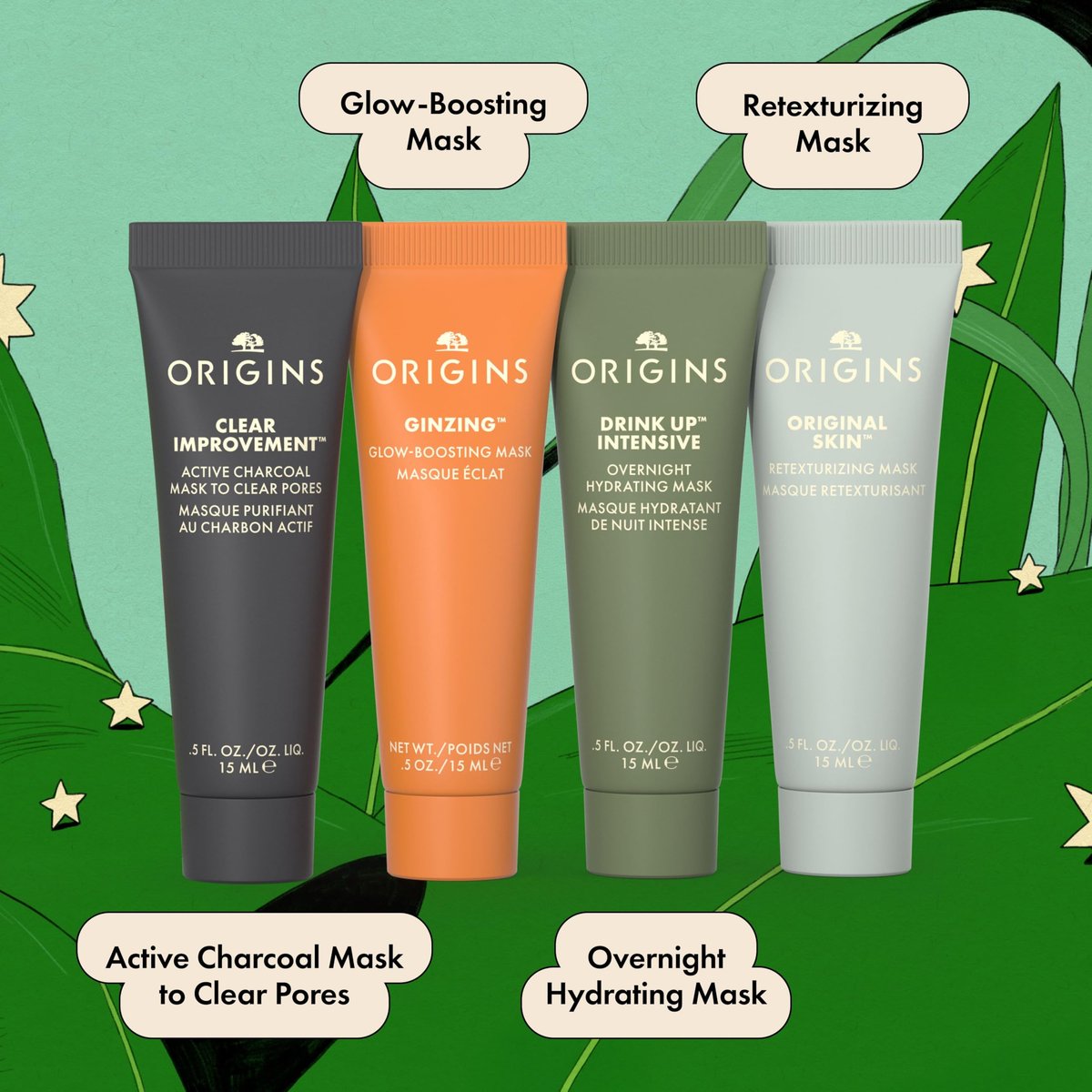 Origins Multi-Maskers Skin Care Set – Four Mini Travel Size Essentials, Limited Edition Holiday Gift Set - görsel 4