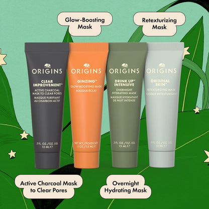Origins Multi-Maskers Skin Care Set – Four Mini Travel Size Essentials, Limited Edition Holiday Gift Set