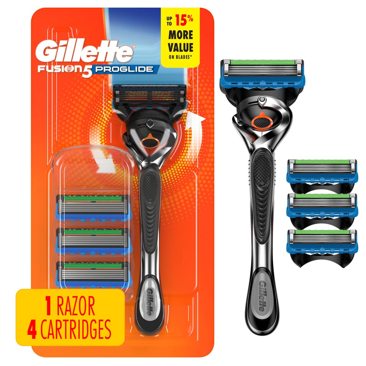 Gillette Fusion5 ProGlide Men's Shaving Razor with FlexBall Handle and 4 Blade Refills Avelisse