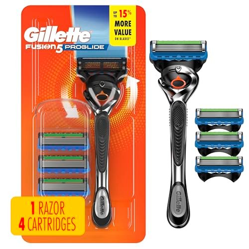 Gillette Fusion5 ProGlide Men's Shaving Razor with FlexBall Handle and 4 Blade Refills Avelisse