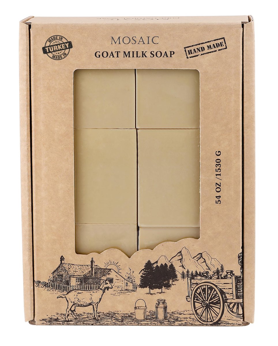 AnatoliaDaphne Natural Goat Milk Soap Bars - Handmade Moisturizing Bar Soap & Body Wash for Sensitive, Dry Skin - Gentle Hydrating Cleanser for Face & Body - 12 Pack (4.5 oz Each) - Light Almond Avelisse