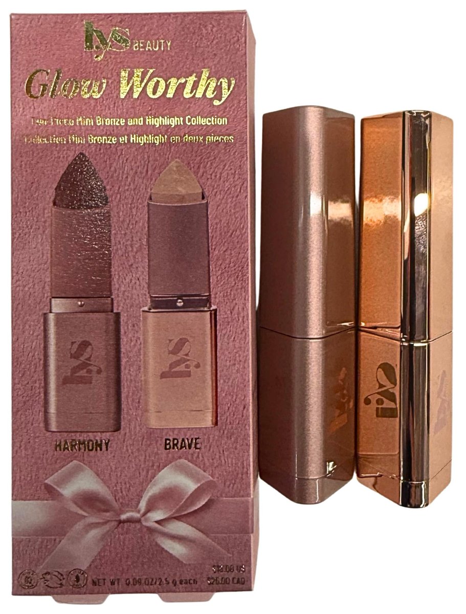 LYS Beauty Glow Worthy 2-Piece Mini Bronze & Highlight Stick Duo – Harmony + Brave – Cream Bronzer & Highlighter Avelisse