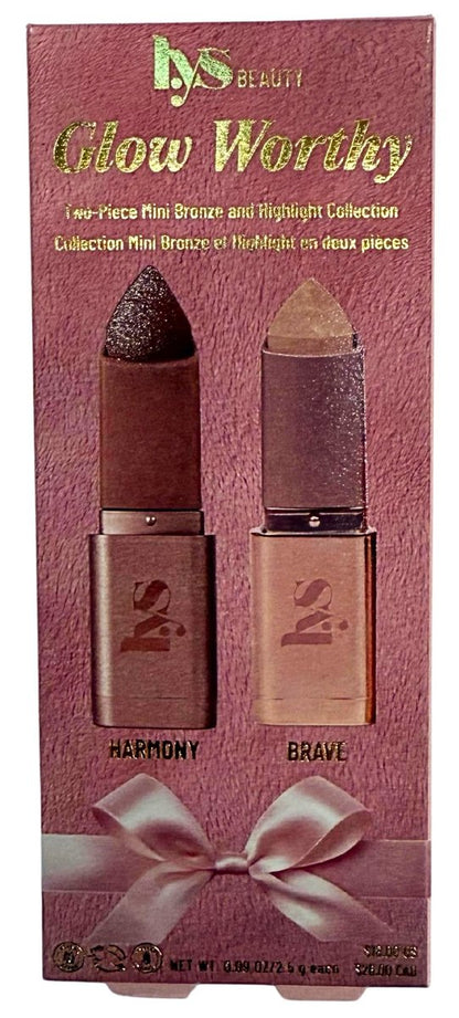 LYS Beauty Glow Worthy 2-Piece Mini Bronze & Highlight Stick Duo – Harmony + Brave – Cream Bronzer & Highlighter Avelisse