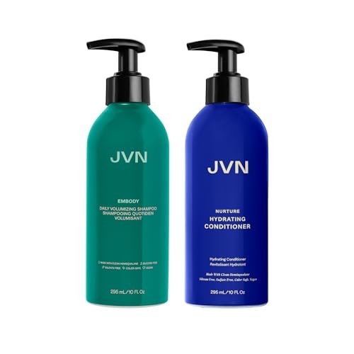 JVN Embody Volumizing Shampoo and Nurture Hydrating Conditioner Duo - 20 fl oz Total - Sulfate-Free & Silicone-Free for Body and Fullness Avelisse