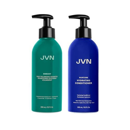 JVN Embody Volumizing Shampoo and Nurture Hydrating Conditioner Duo - 20 fl oz Total - Sulfate-Free & Silicone-Free for Body and Fullness Avelisse