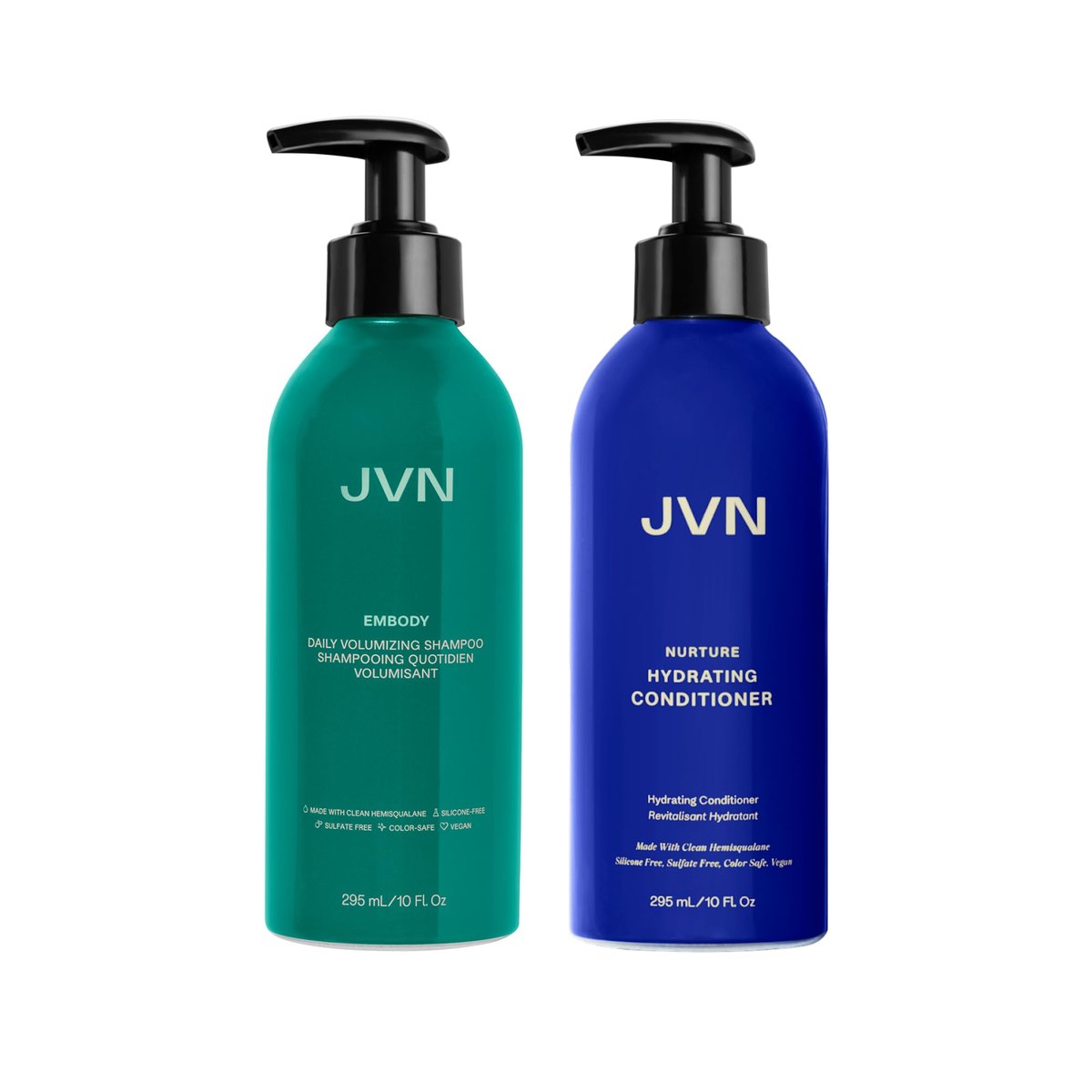 JVN Embody Volumizing Shampoo and Nurture Hydrating Conditioner Duo - 20 fl oz Total - Sulfate-Free & Silicone-Free for Body and Fullness Avelisse