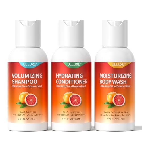 Travel Size Shampoo Conditioner and Body Wash Set - Hair Care & Body Care Trio Gift Set for Trip, Camping, Outdoor, Hotel & Gyms, Gentle for Baby, TSA Friendly Essentials, 2.71 Oz Each Avelisse
