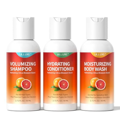 Travel Size Shampoo Conditioner and Body Wash Set - Hair Care & Body Care Trio Gift Set for Trip, Camping, Outdoor, Hotel & Gyms, Gentle for Baby, TSA Friendly Essentials, 2.71 Oz Each Avelisse