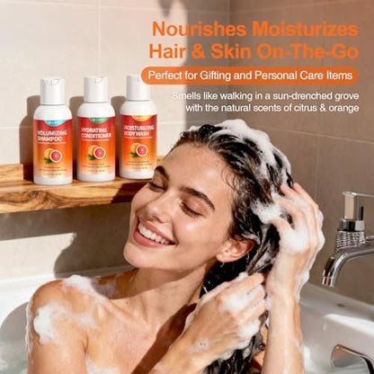 Travel Size Shampoo Conditioner and Body Wash Set - Hair Care & Body Care Trio Gift Set for Trip, Camping, Outdoor, Hotel & Gyms, Gentle for Baby, TSA Friendly Essentials, 2.71 Oz Each Avelisse