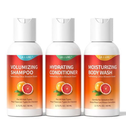 Travel Size Shampoo Conditioner and Body Wash Set - Hair Care & Body Care Trio Gift Set for Trip, Camping, Outdoor, Hotel & Gyms, Gentle for Baby, TSA Friendly Essentials, 2.71 Oz Each Avelisse
