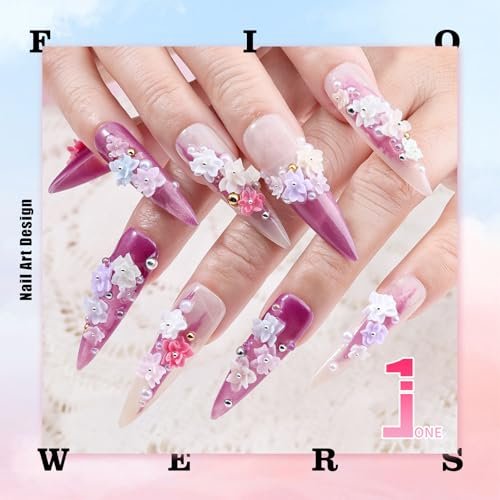 6 Boxes Flower Nail Art Charms - Cute Colorful Resin Hibiscus & Butterfly Nail Gems with Pickup Tools for DIY Manicure - görsel 18