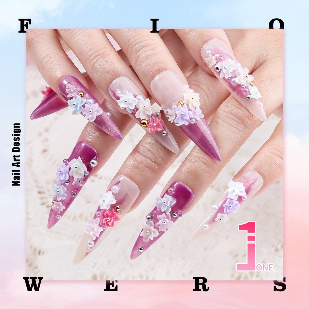 6 Boxes Flower Nail Art Charms - Cute Colorful Resin Hibiscus & Butterfly Nail Gems with Pickup Tools for DIY Manicure - görsel 17