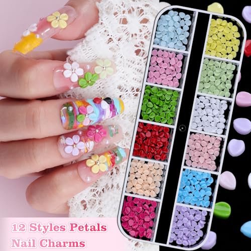 6 Boxes Flower Nail Art Charms - Cute Colorful Resin Hibiscus & Butterfly Nail Gems with Pickup Tools for DIY Manicure - görsel 10