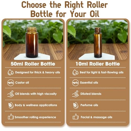 Warmify 8 Pack Rose Quartz Roller Bottles for Essential Oils, 10ml Refillable Amber Glass Roll On Bottles with Natural Crystal Roller Balls, Leak-Proof Travel Perfume Bottle with Rose Gold Caps - görsel 14