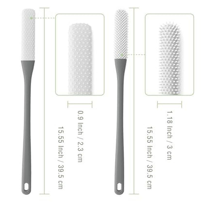 2-Pack Toe Cleaning Brush with Long Handle – Foot Scrubber & Exfoliating Anti-Itch Brush for Seniors, Pregnant Women, Men & Women (Grey)