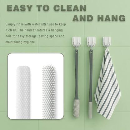 2-Pack Toe Cleaning Brush with Long Handle – Foot Scrubber & Exfoliating Anti-Itch Brush for Seniors, Pregnant Women, Men & Women (Grey)