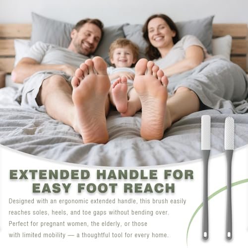 2-Pack Toe Cleaning Brush with Long Handle – Foot Scrubber & Exfoliating Anti-Itch Brush for Seniors, Pregnant Women, Men & Women (Grey) - görsel 10