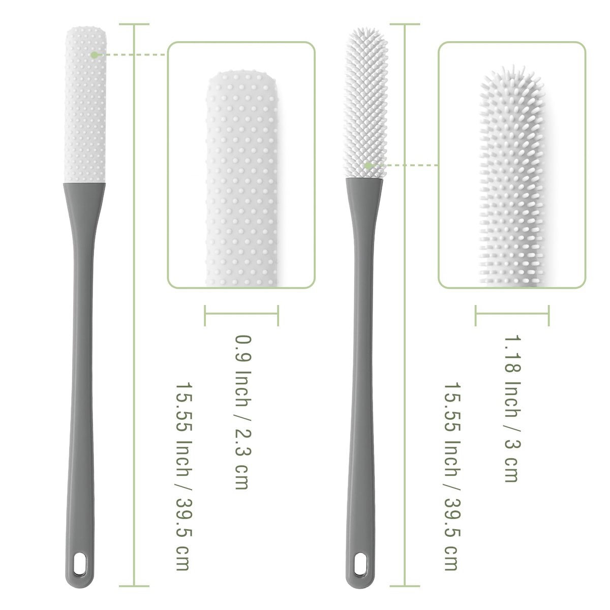 2-Pack Toe Cleaning Brush with Long Handle – Foot Scrubber & Exfoliating Anti-Itch Brush for Seniors, Pregnant Women, Men & Women (Grey) - görsel 3